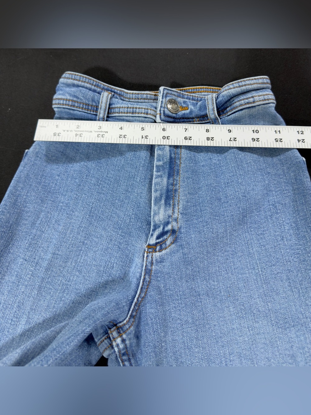 Zara Y2K 90s baggy Wide Leg High-Rise Jeans Women Size 2 Light Wash Raw Hem - Picture 4 of 5